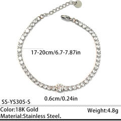 304 Stainless Steel Bracelet Tennis Chain Heart-Shaped Color-Blocking Waterproof Jewelry