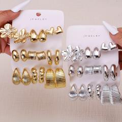 Fashionable Tassel Simple Creative Personality C-Shaped Water Drop Stud Earrings set