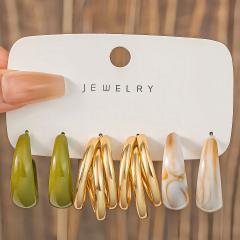 Fashionable Tassel Simple Creative Personality C-Shaped Water Drop Stud Earrings set