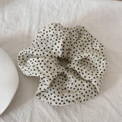 Korean-Style Simple Polka Dot Scrunchie Elegant Pleated Fabric Hair Tie new Ponytail Hairband
