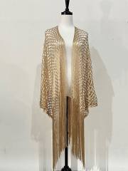 Hot-Selling Gold Silver Tassel Women's Fashion Hollow-Out Long Bikini Cover-Up