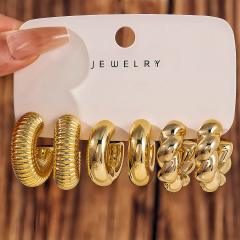 Fashionable Tassel Simple Creative Personality C-Shaped Water Drop Stud Earrings set