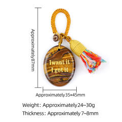 Natural Crystal Palm Stone Keychain with Engraved Agate Stone Car Pendant Mindfulness Stone Bag Charm