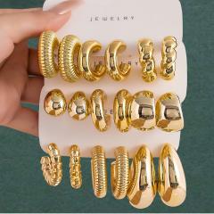 Fashionable Tassel Simple Creative Personality C-Shaped Water Drop Stud Earrings set