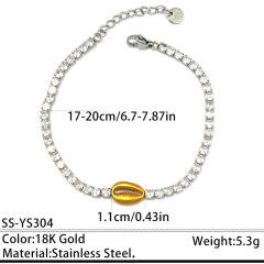 304 Stainless Steel Bracelet Tennis Chain Heart-Shaped Color-Blocking Waterproof Jewelry