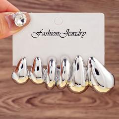 Fashionable Tassel Simple Creative Personality C-Shaped Water Drop Stud Earrings set