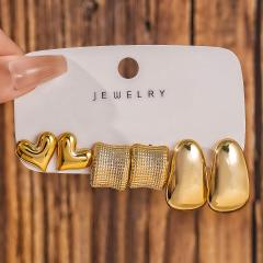 Fashionable Tassel Simple Creative Personality C-Shaped Water Drop Stud Earrings set