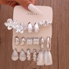 Fashionable Tassel Simple Creative Personality C-Shaped Water Drop Stud Earrings set