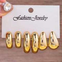 Fashionable Tassel Simple Creative Personality C-Shaped Water Drop Stud Earrings set