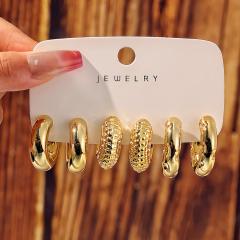 Fashionable Tassel Simple Creative Personality C-Shaped Water Drop Stud Earrings set