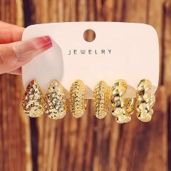 Fashionable Tassel Simple Creative Personality C-Shaped Water Drop Stud Earrings set