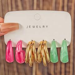 Fashionable Tassel Simple Creative Personality C-Shaped Water Drop Stud Earrings set