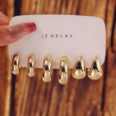 Fashionable Tassel Simple Creative Personality C-Shaped Water Drop Stud Earrings set