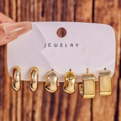 Fashionable Tassel Simple Creative Personality C-Shaped Water Drop Stud Earrings set