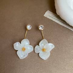 18K Real Gold Electroplated Super Fairy Diamond-Encrusted Resin Flower Earrings