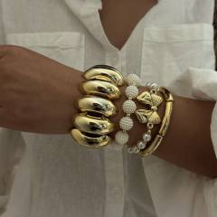 New Fashion Bow Geometric Retro High-End Acrylic Beaded Bracelet Set