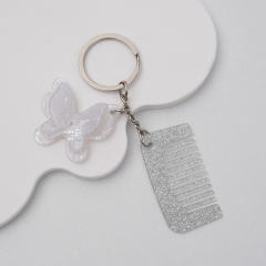 New Acetate Butterfly Comb Keychain Pendant Creative Cute Girl Makeup Mirror Bangs Comb Accessories