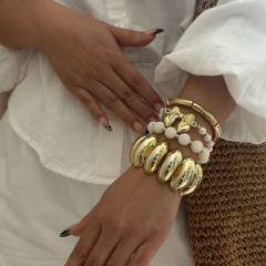 New Fashion Bow Geometric Retro High-End Acrylic Beaded Bracelet Set
