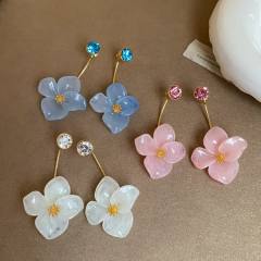 18K Real Gold Electroplated Super Fairy Diamond-Encrusted Resin Flower Earrings