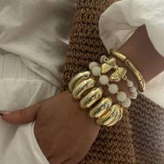 New Fashion Bow Geometric Retro High-End Acrylic Beaded Bracelet Set