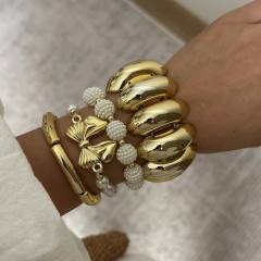 New Fashion Bow Geometric Retro High-End Acrylic Beaded Bracelet Set