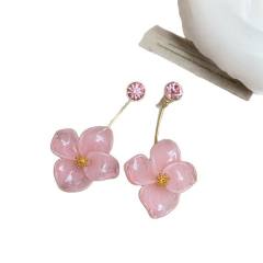18K Real Gold Electroplated Super Fairy Diamond-Encrusted Resin Flower Earrings