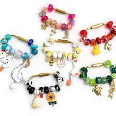 Cartoon Beaded Bag Charms Pandora Style DIY Beaded Pendants Animal Keychain Wholesale