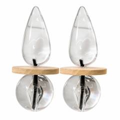 Summer Minimalist Geometric Wooden Patchwork Earrings Water Drop Transparent Ball Earrings