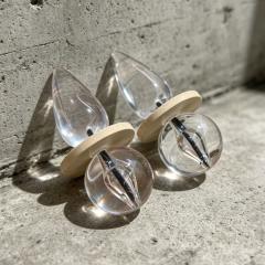 Summer Minimalist Geometric Wooden Patchwork Earrings Water Drop Transparent Ball Earrings