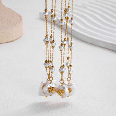 Stainless Steel Pearl Necklace with Irregular Baroque Pearl Pendant