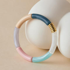 Hot-Selling Personalized Curved Bamboo Tube Multi-Color Colorful Bracelets arcylic bangle