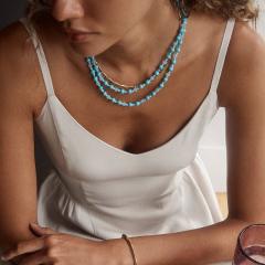 Summer Bohemian Style Beaded Necklace Handmade Necklace with Stacked Colorful Beads