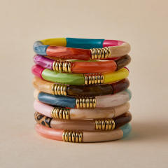 Hot-Selling Personalized Curved Bamboo Tube Multi-Color Colorful Bracelets arcylic bangle