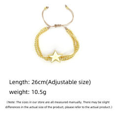 Ins Personalized Ethnic Style Cross Stacked Beaded 18K Copper Plated Real Gold Bead Bracelet for Men Women