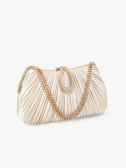 Hot-Selling Fashionable Satin Evening Bag French-Style Pleated Design Bridal Handbag