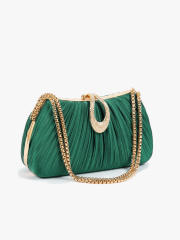 Hot-Selling Fashionable Satin Evening Bag French-Style Pleated Design Bridal Handbag
