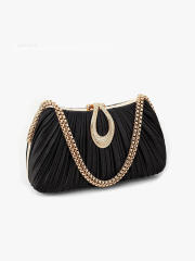 Hot-Selling Fashionable Satin Evening Bag French-Style Pleated Design Bridal Handbag
