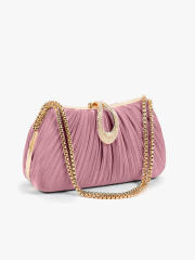 Hot-Selling Fashionable Satin Evening Bag French-Style Pleated Design Bridal Handbag