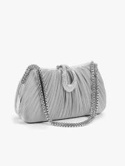 Hot-Selling Fashionable Satin Evening Bag French-Style Pleated Design Bridal Handbag