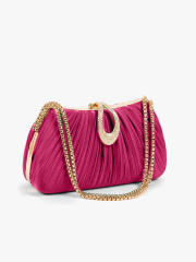 Hot-Selling Fashionable Satin Evening Bag French-Style Pleated Design Bridal Handbag