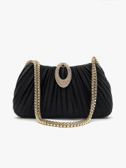 Hot-Selling Fashionable Satin Evening Bag French-Style Pleated Design Bridal Handbag