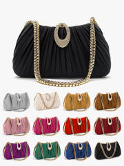 Hot-Selling Fashionable Satin Evening Bag French-Style Pleated Design Bridal Handbag