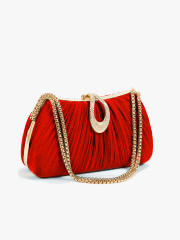Hot-Selling Fashionable Satin Evening Bag French-Style Pleated Design Bridal Handbag