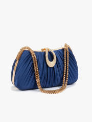Hot-Selling Fashionable Satin Evening Bag French-Style Pleated Design Bridal Handbag