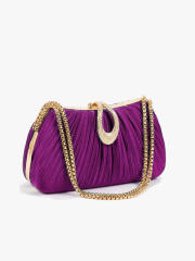 Hot-Selling Fashionable Satin Evening Bag French-Style Pleated Design Bridal Handbag