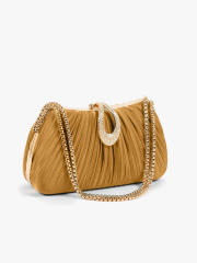 Hot-Selling Fashionable Satin Evening Bag French-Style Pleated Design Bridal Handbag