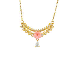 Hollow Heart-Shaped Copper Gold-Plated Necklace Micro-Inlaid Zircon flower stainless Steel Necklace for Women