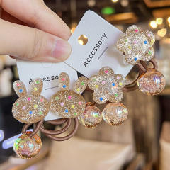 Korean Style Hair Accessories Golden Shiny Polka Dot Cartoon Rubber band hair ties