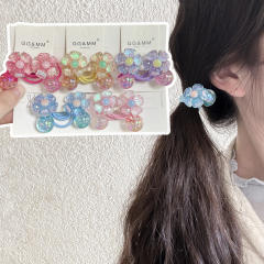 Flower Hair Rope Children's Hair Accessories Cartoon Shiny Hair Tie Ponytail Elastic Band Bubble Hair Ornament