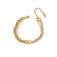 Fashion Creative Rhinestone-Encrusted Multi-Chain Stackable Stainless Steel Bracelet for Women